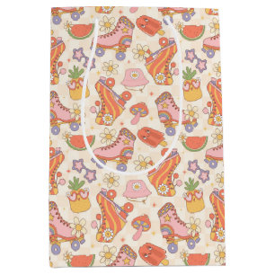 Retro Playful Summer Roller Skating Fun Medium Gift Bag