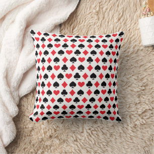 Retro Playing Card Symbols Pattern Cushion