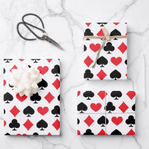 Retro Playing Card Symbols Pattern Wrapping Paper Sheet