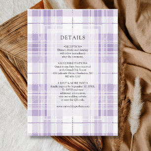 Retro Plum Purple Gingham Country Wedding Details Enclosure Card