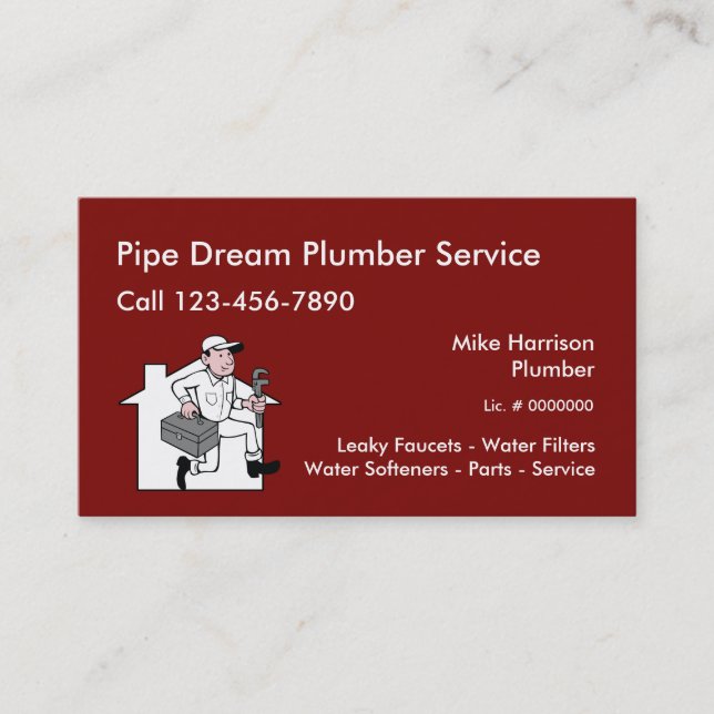 Retro Plumber Service Design Business Card (Front)