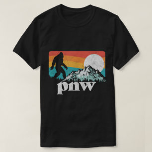 Retro PNW Bigfoot Mountain Design T-Shirt