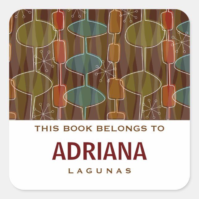 Retro Pod Square Bookplates Square Sticker (Front)