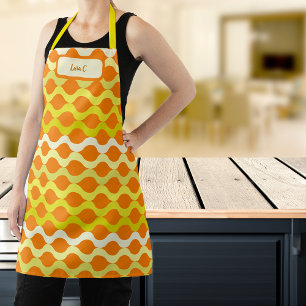 Retro Pods Orange Yellow Custom Name Apron