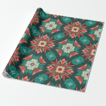 Retro Poinsettia Burst Christmas Pattern