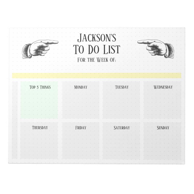 Retro Pointing Hands To Do List Notepad (Front)