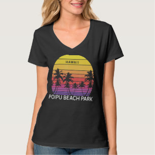 Retro Poipu Beach Park Beach Surf Vintage Palm Ven T-Shirt