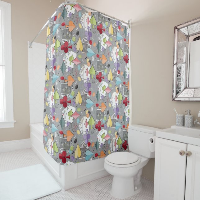 Retro Poker Shower Curtain (In Situ)