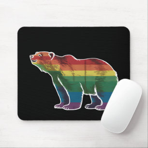 Retro Polar Bear Rainbow Lesbian LGBT Gay Pride Mouse Mat