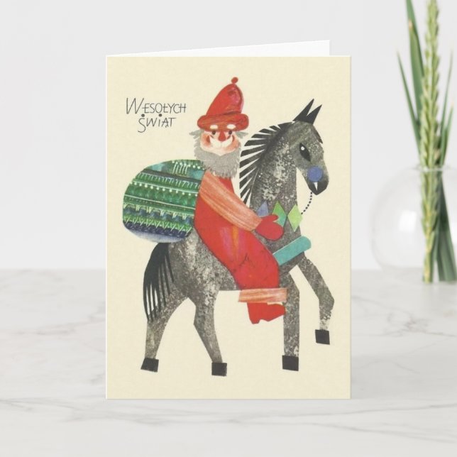 Retro Polish Christmas Greeting Card (Front)