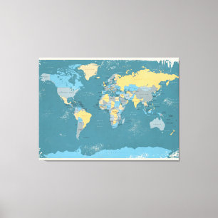 Retro Political Map of the World Canvas Print