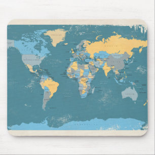Retro Political Map of the World Mouse Mat