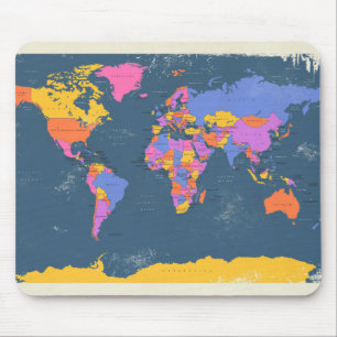 Retro Political Map of the World Mouse Mat