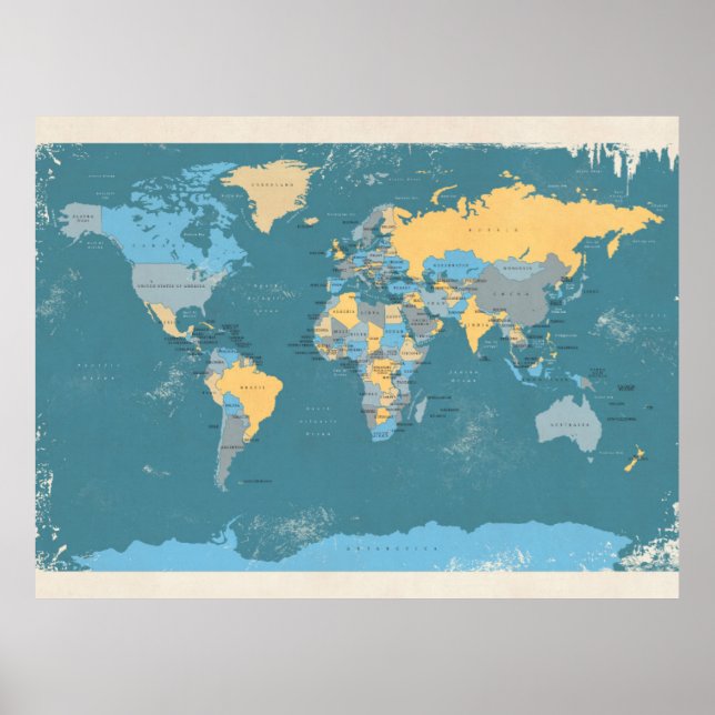 Retro Political Map of the World Poster (Front)