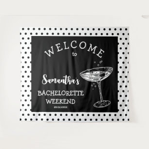 Retro Polka Bachelorette Party Backdrop Cocktail Tapestry
