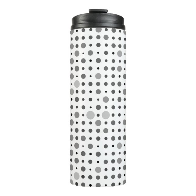 Retro Polka Dot 01.Grey Lgreen BG Thermal Tumbler (Front)