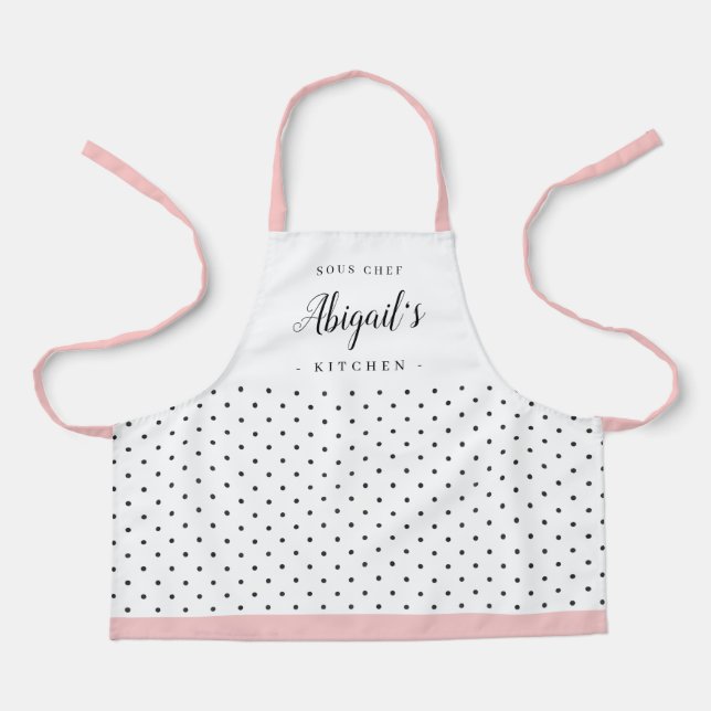 Retro polka dot children's personalised cooking apron (Front)