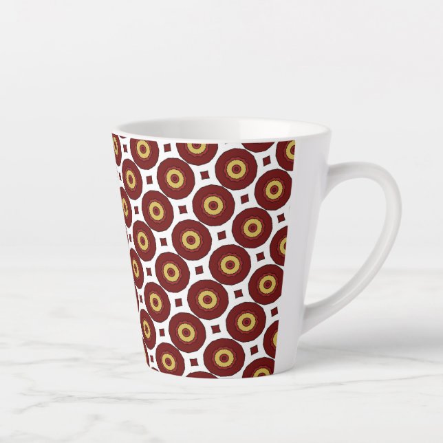 Retro Polka Dot Circle Motif Latte Mug (Right)