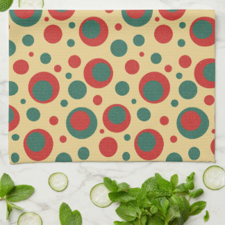 Retro Polka Dot Circles Kitchen Towel