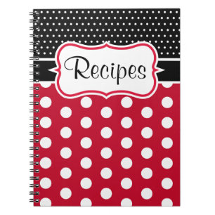 Retro Polka Dot Kitchen Recipe Notebook Gift