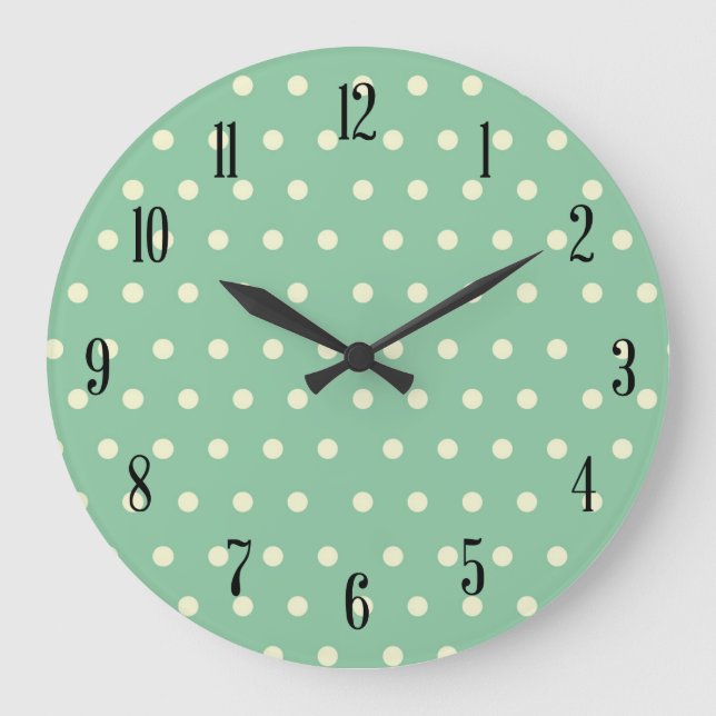 Retro Polka Dot Large Clock (Front)