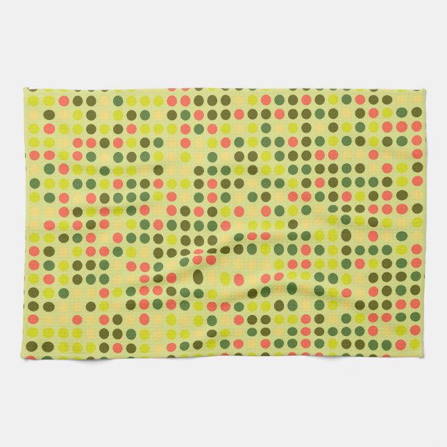 Retro Polka Dot Mosaic Pattern #10 Tea Towel (Horizontal)