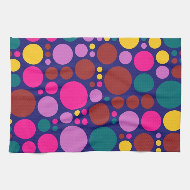 Retro Polka Dot Mosaic Pattern #2 Tea Towel (Horizontal)