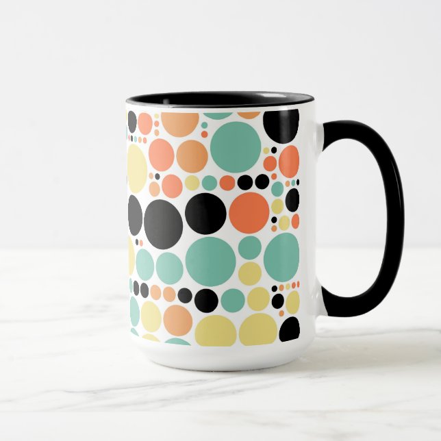 Retro Polka Dot Mosaic Pattern #7 Mug (Right)
