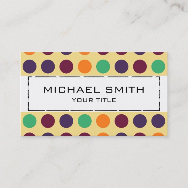 Retro Polka Dot Mosaic Pattern #8 Business Card (Front)