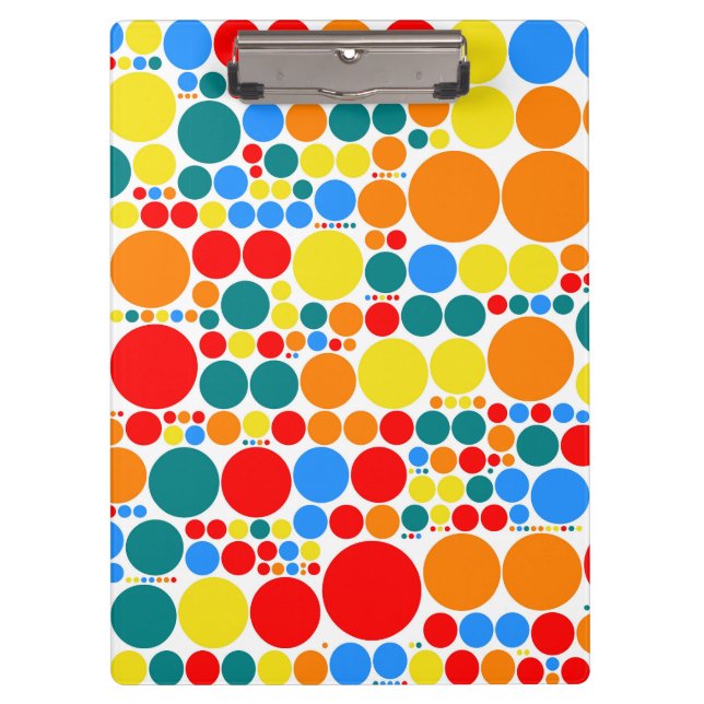 Retro Polka Dot Mosaic Pattern Clipboard (Front)