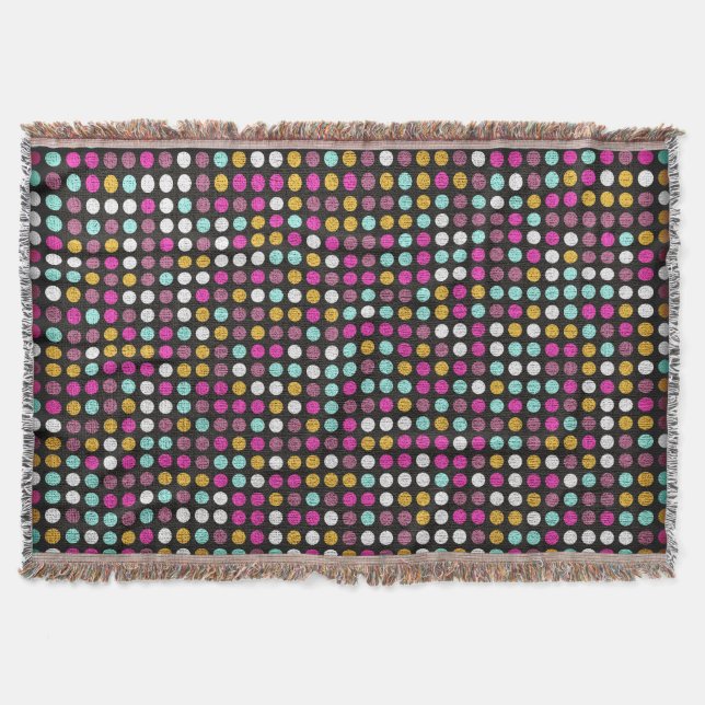 Retro Polka Dot Painted Canvas #4 Throw Blanket (Front)