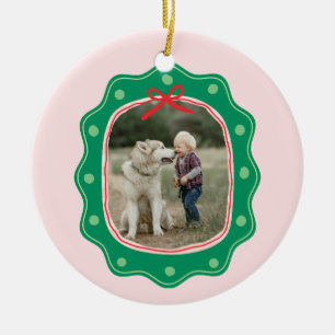 Retro Polka Dot Picture Frame Christmas Ceramic Tree Decoration