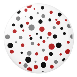 Retro Polka-dot red black grey ceramic knob
