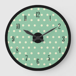 Retro Polka Dot with Black Accents Large Clock