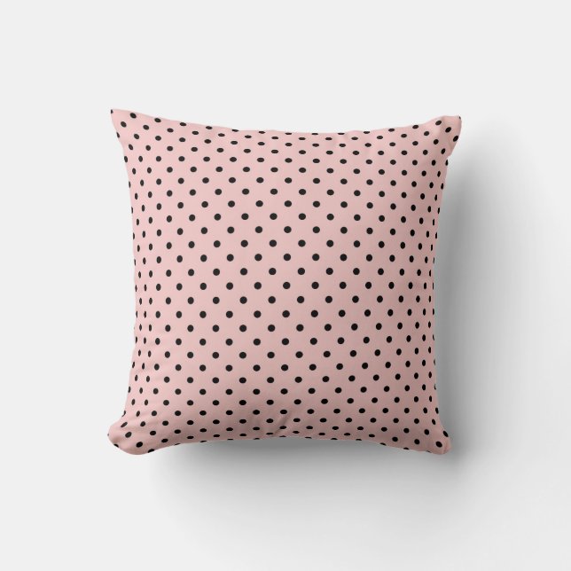 Retro polka dots black circles pink blush backgrou cushion (Front)