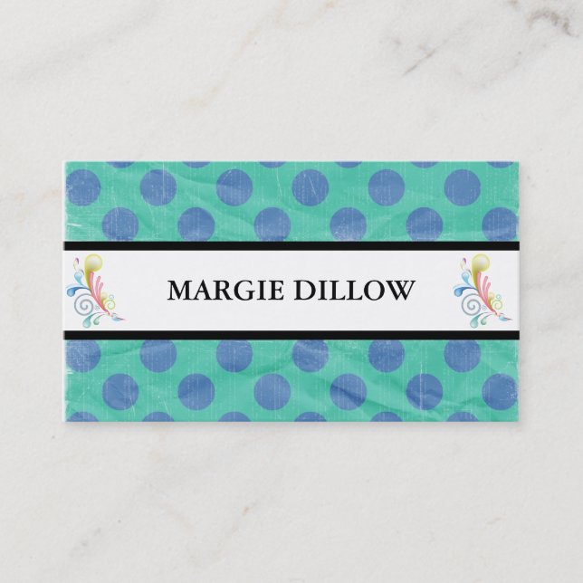 Retro Polka Dots Business Cards (Front)