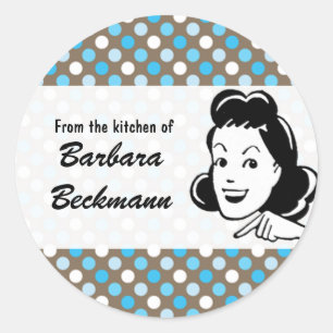 Retro Polka Dots "From the Kitchen" sticker