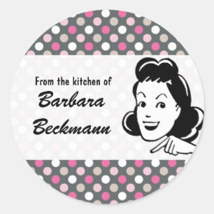 Retro Polka Dots "From the Kitchen" sticker