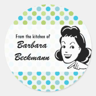 Retro Polka Dots "From the Kitchen" sticker