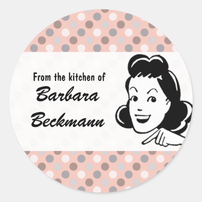 Retro Polka Dots "From the Kitchen" sticker (Front)