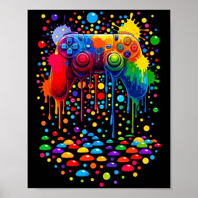 Retro Polka Dots Gaming Controller Video Gamers Do Poster (Front)
