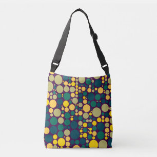 Retro polka dots green and yellow crossbody bag