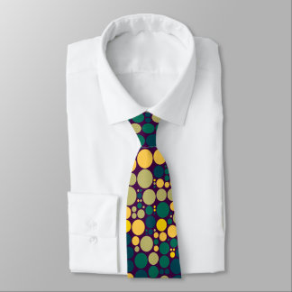 Retro polka dots green and yellow tie