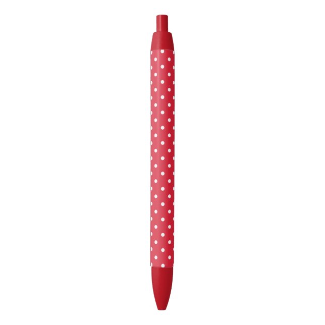 Retro Polka Dots in Red and White Black Ink Pen (Front Vertical)