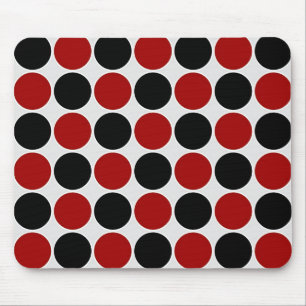 Retro Polka Dots in Red & Black Mouse Mat