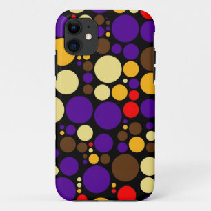 Retro Polka Dots Pattern   Yellow Purple Red iPhone 11 Case