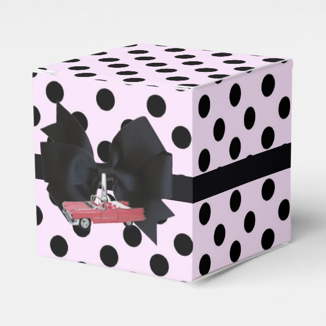 Retro Polka Dots Pink Favour Box (Front Side)