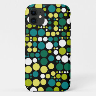 Retro Polka Dots   Yellow Green White iPhone 11 Case