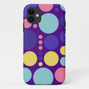 Retro Polka Dots Yellow Purple Pink Blue iPhone 11 Case