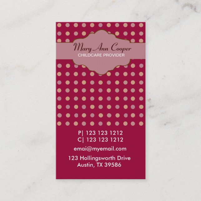 Retro Polkadots Classic Business Card (Front)